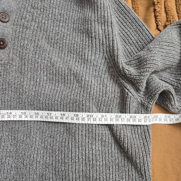 G.H. Bass & Co. Men Vtg Prep Gray Ribbed Knit Henley Sherpa L Collar Sweater XXL - Picture 10 of 11